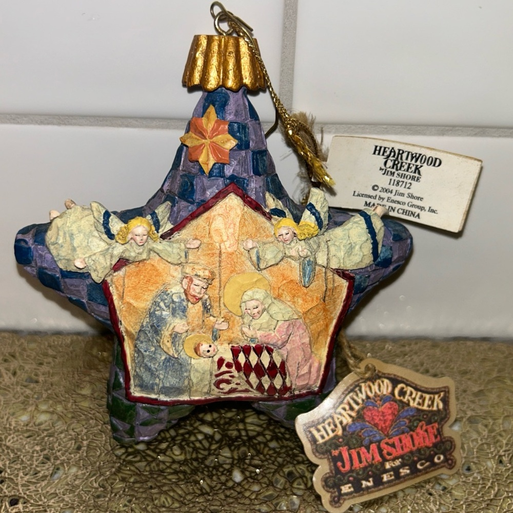 Enesco Jim Shore Heartwood Creek Star Nativity Scene Hanging Christmas Ornament